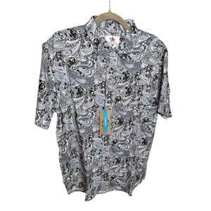 Urban Shores Men's Hawaiian Shirt Paisley Blue Large 44